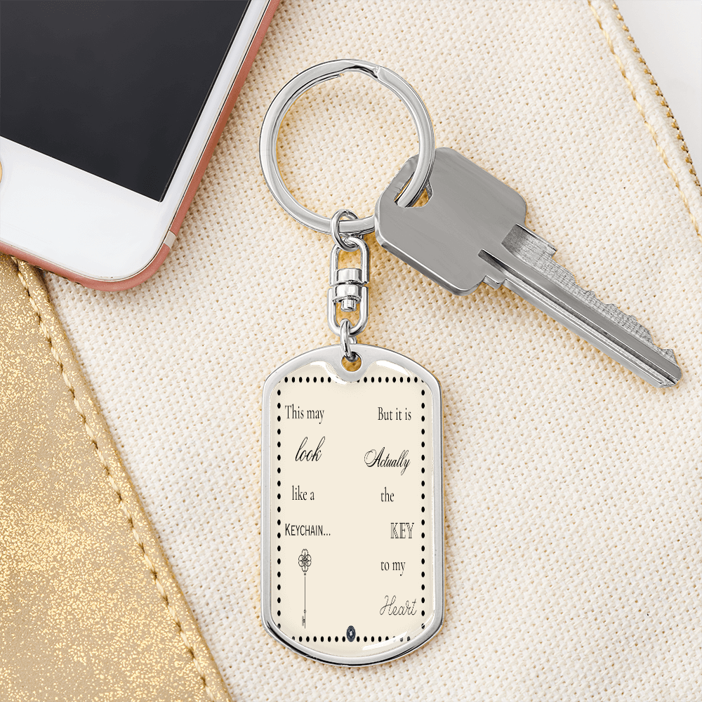 Custom Photo Upload Dog Tag Keychain: Boho Love