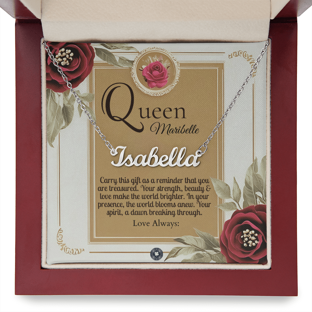 Horizontal Name Necklace: Queen
