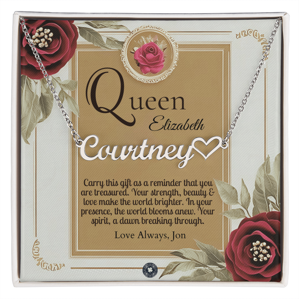 Heart & Name Necklace: Queen