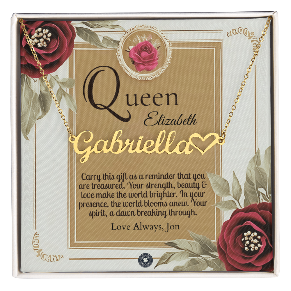Heart & Name Necklace: Queen