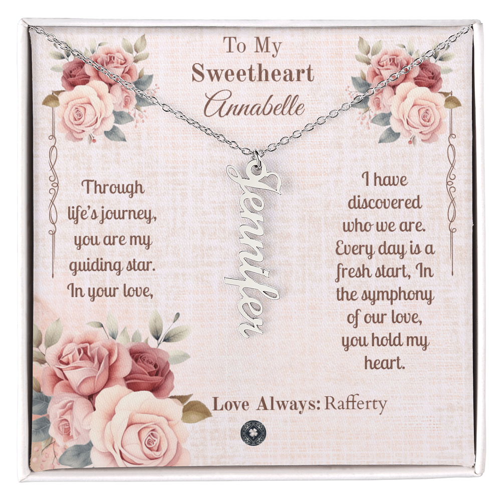 Vertical Name Necklace: Sweetheart