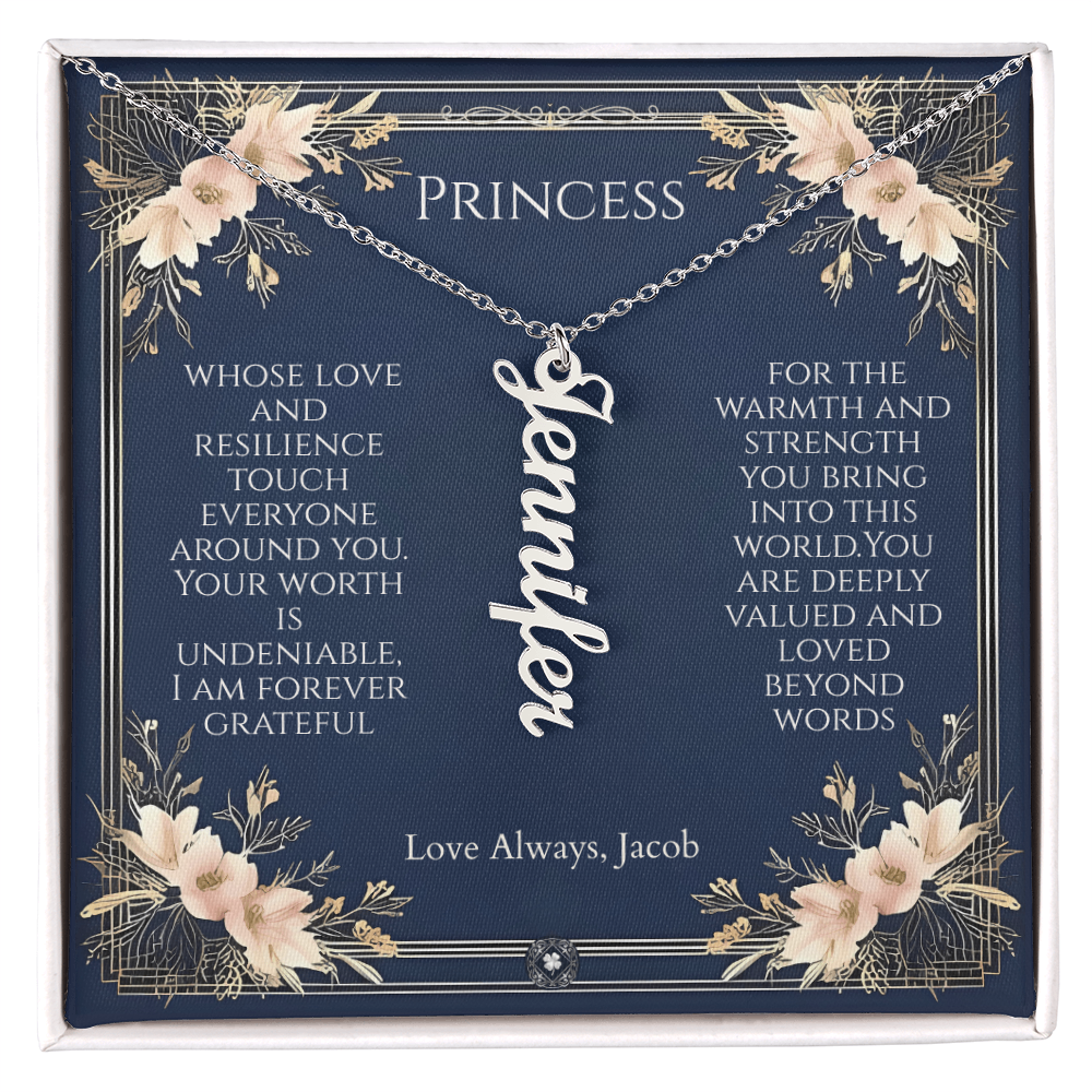 Vertical Name Necklace: Princess