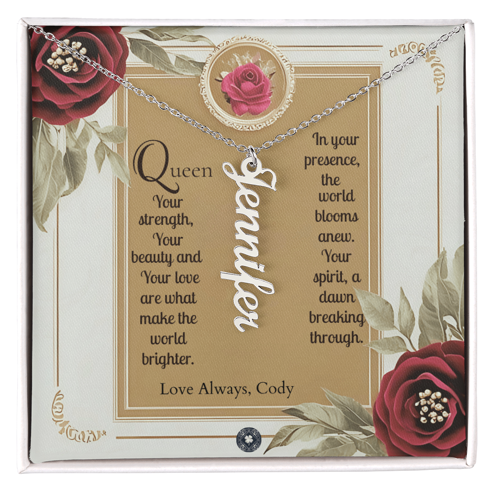 Vertical Name Necklace: Queen