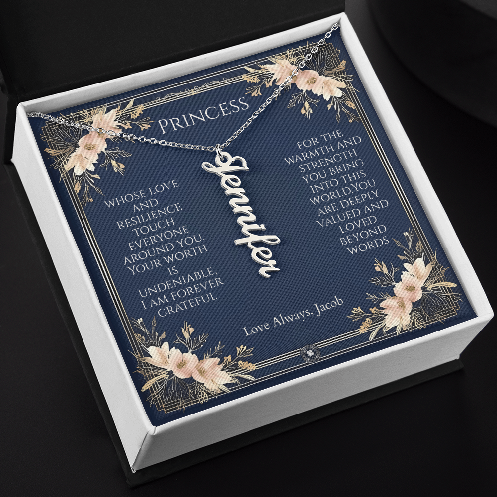 Vertical Name Necklace: Princess