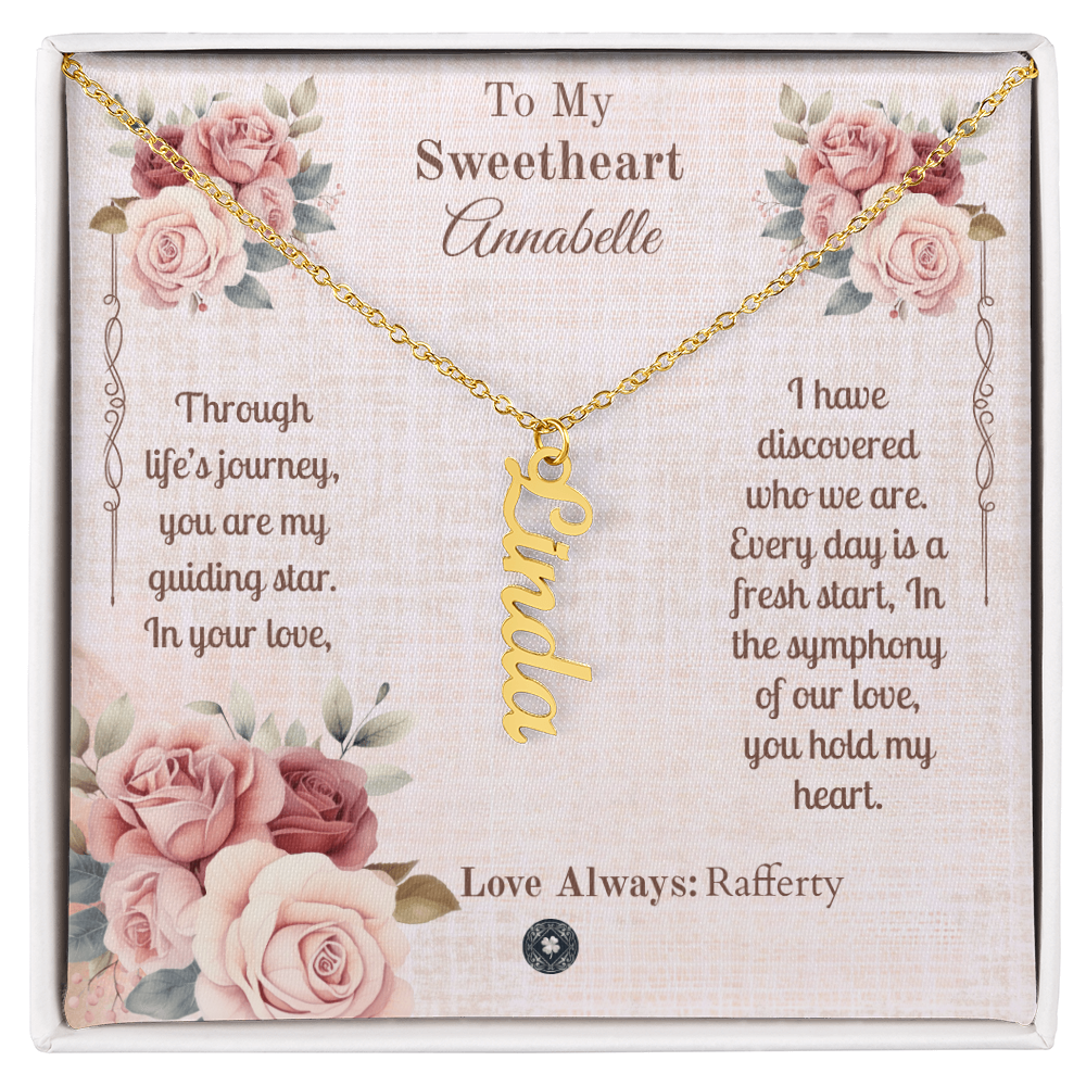 Vertical Name Necklace: Sweetheart