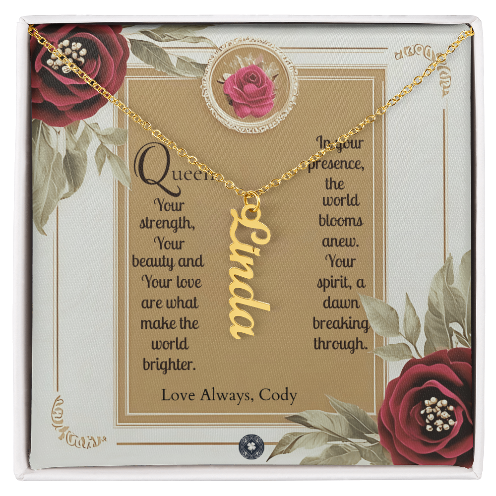Vertical Name Necklace: Queen