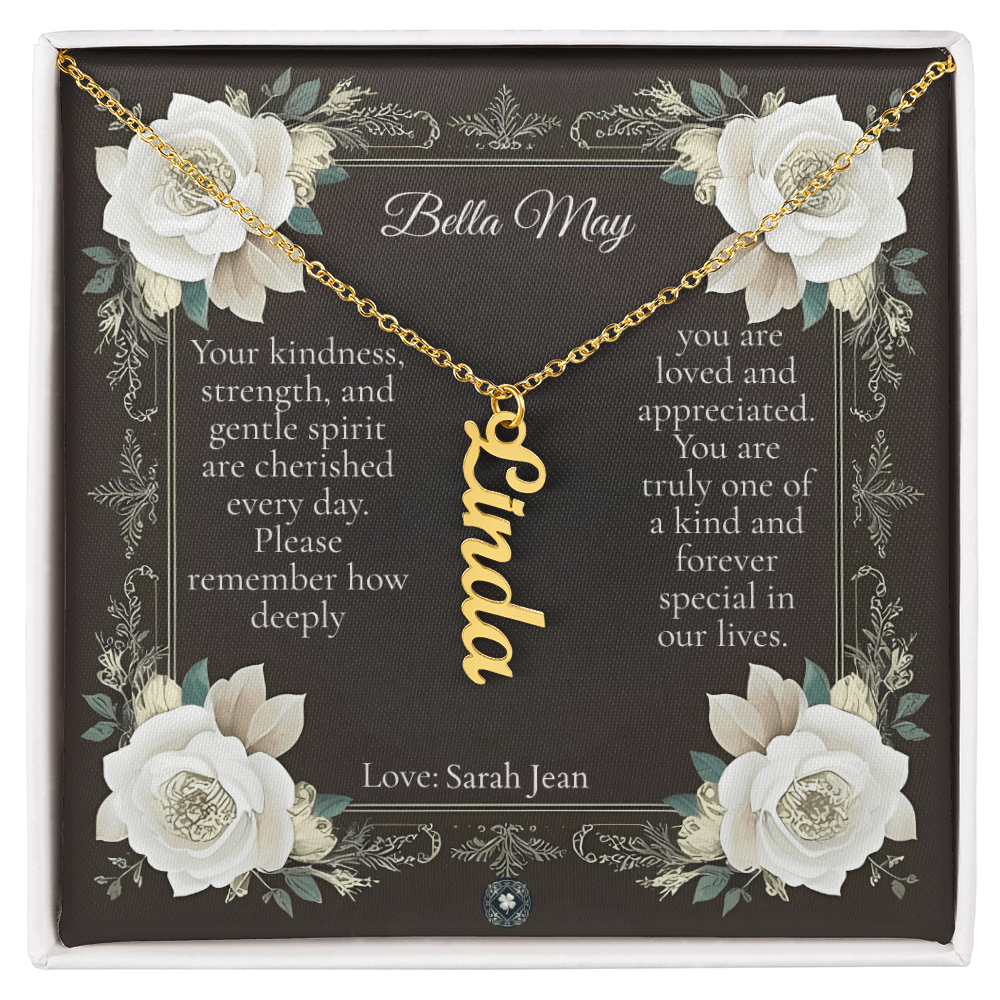 Vertical Name Necklace: Angel