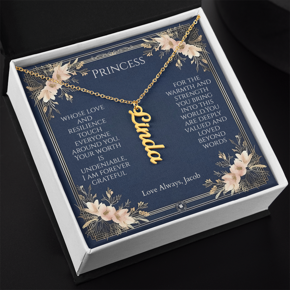 Vertical Name Necklace: Princess