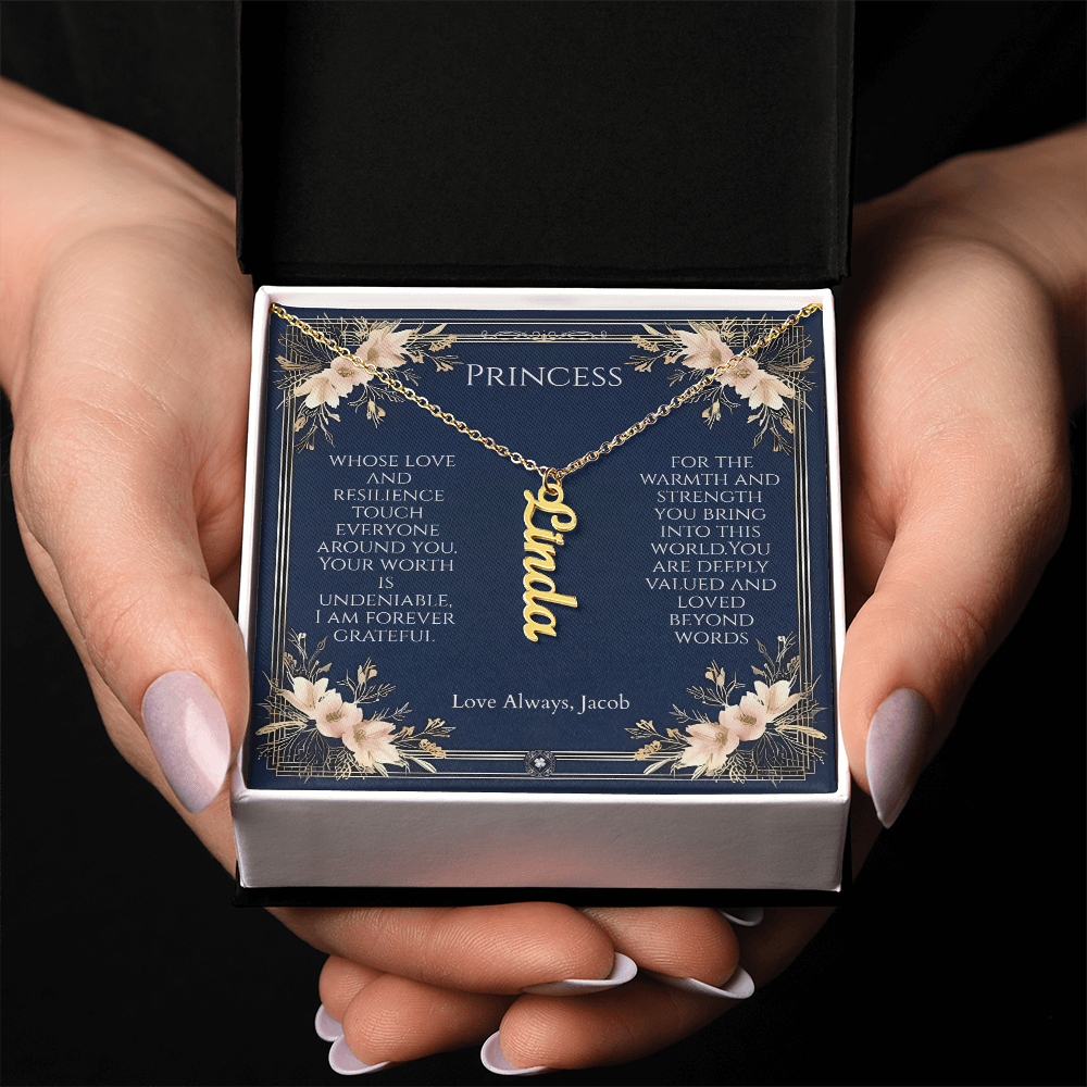 Vertical Name Necklace: Princess