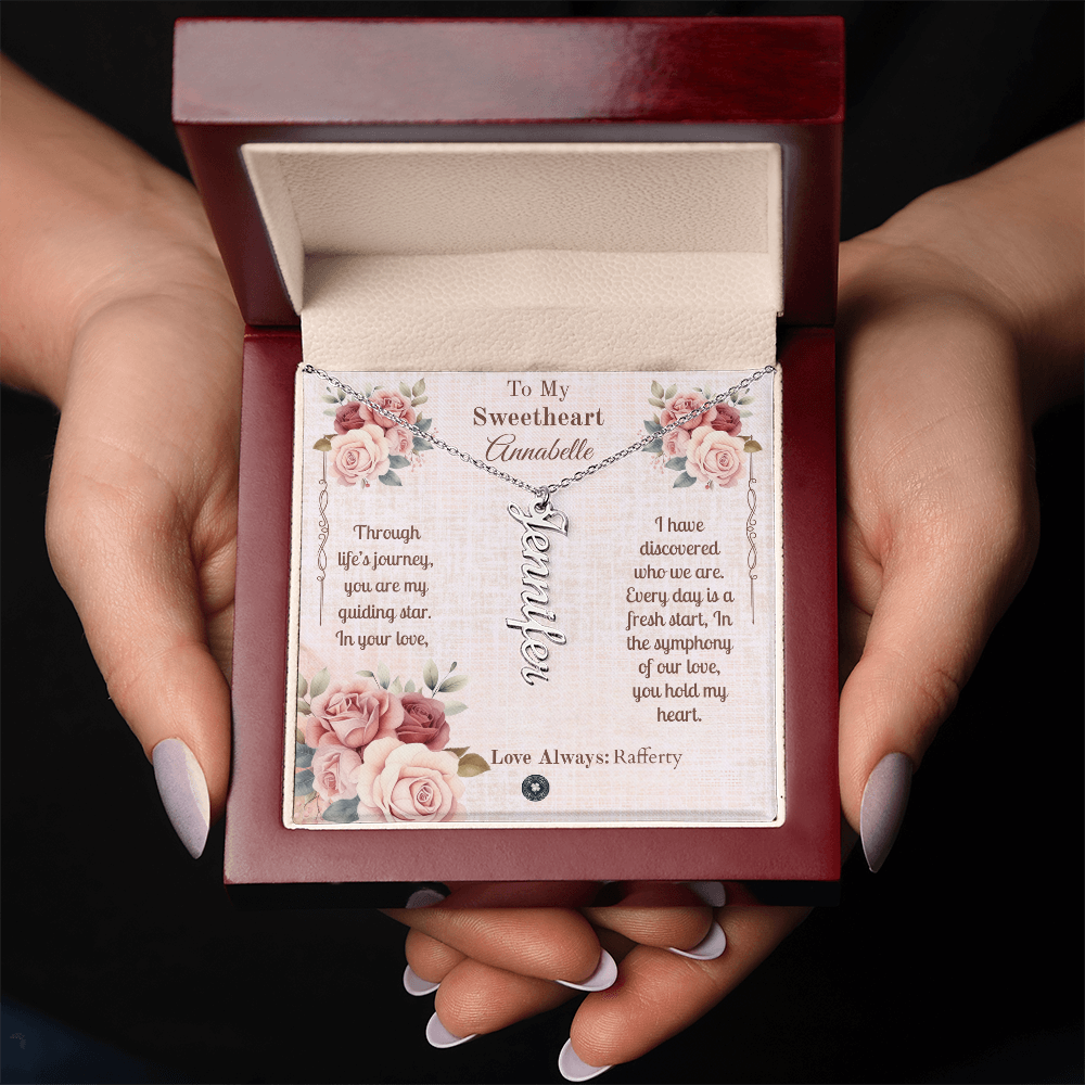 Vertical Name Necklace: Sweetheart