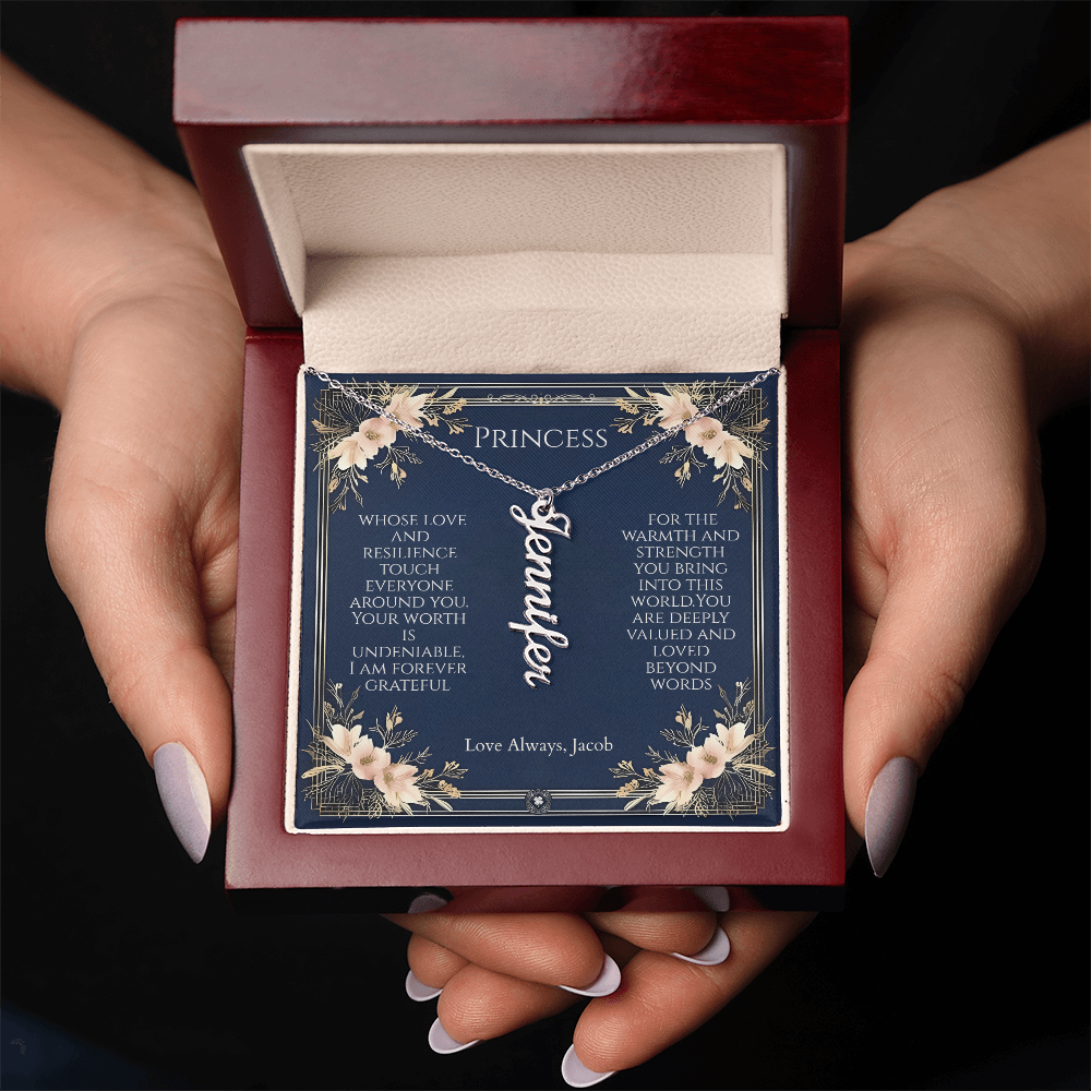 Vertical Name Necklace: Princess
