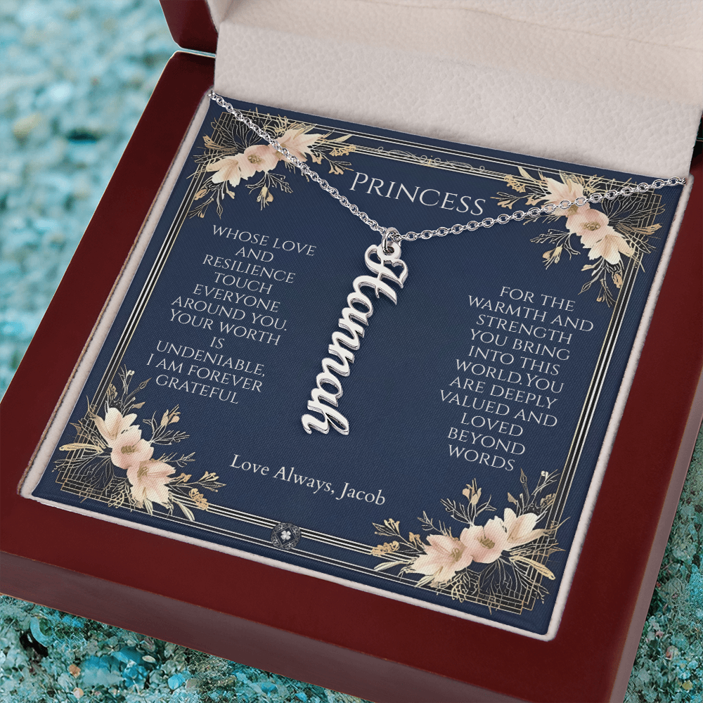 Vertical Name Necklace: Princess