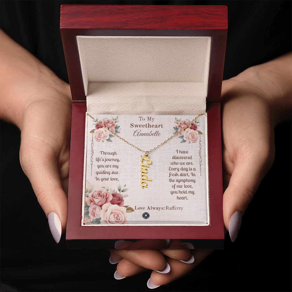 Vertical Name Necklace: Sweetheart