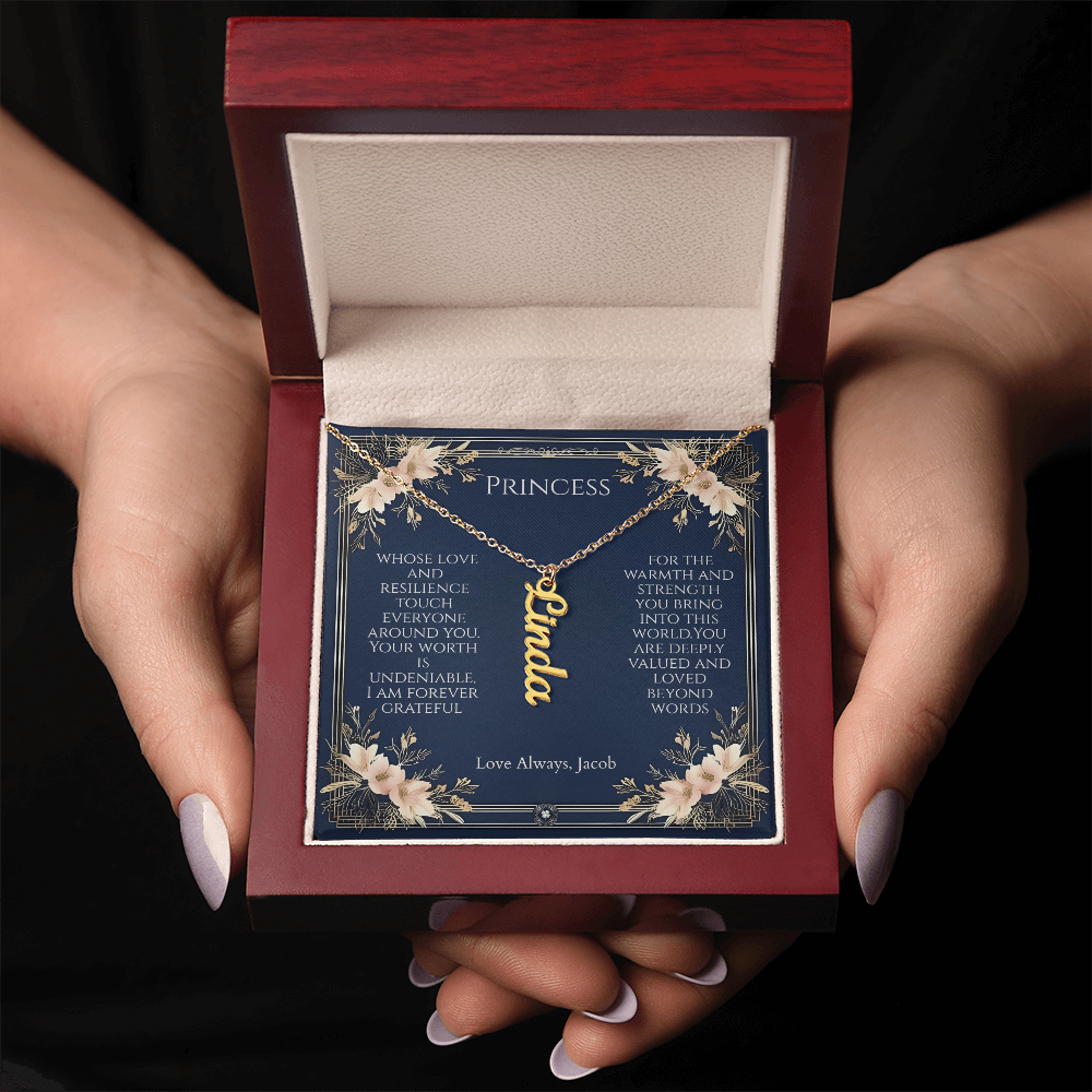 Vertical Name Necklace: Princess