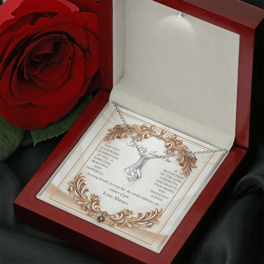 Alluring Beauty Necklace: Elegance Jewelry 14k White Gold Mahogany Style Luxury Box with LED The Silver Clover & Co.