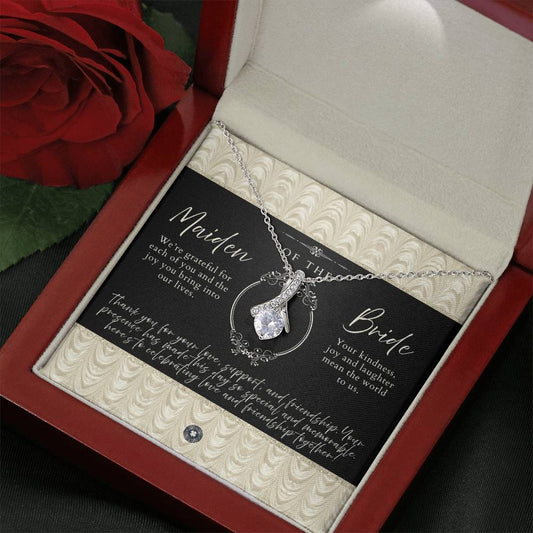 Alluring Beauty Necklace: Maiden of the Bride Jewelry 14k White Gold Black Luxe Mahogany Style Luxury Box with LED The Silver Clover & Co.