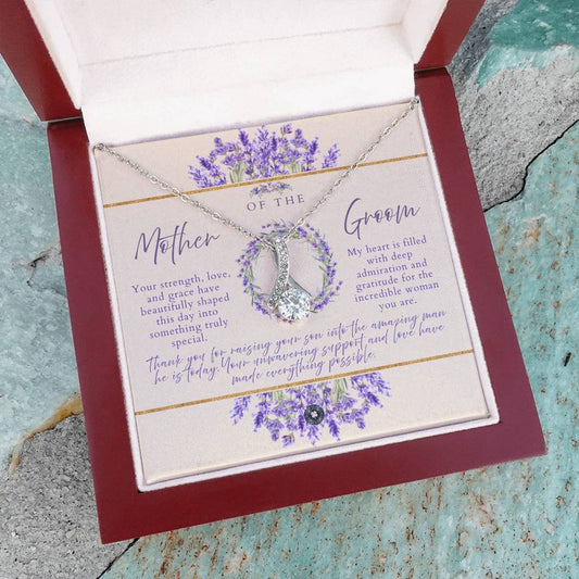 Alluring Beauty Necklace: Mother of the Groom Jewelry 14k White Gold Lavender Luxe Mahogany Style Luxury Box with LED The Silver Clover & Co.