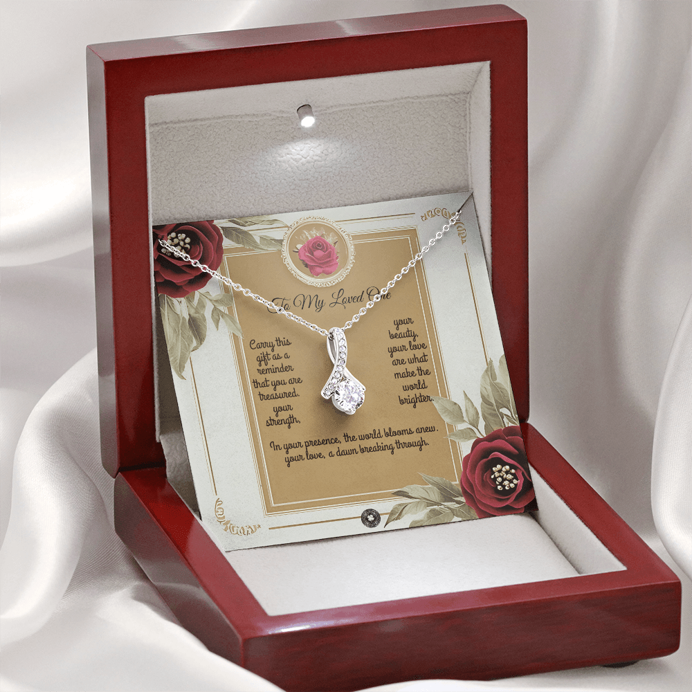 Alluring Beauty Necklace: Queen Jewelry 14k White Gold Mahogany Style Luxury Box with LED The Silver Clover & Co.