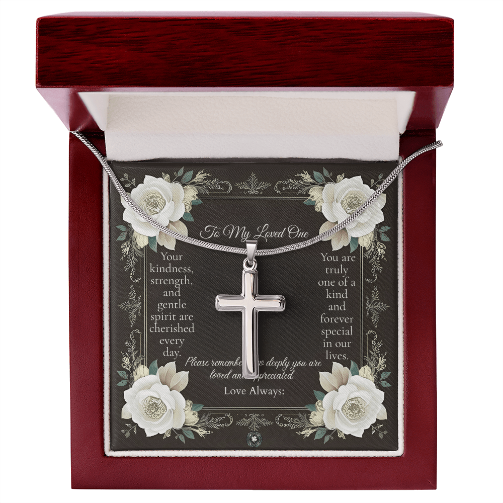Artisan Cross Necklace: Angel Jewelry Mahogany Style Luxury Box with LED The Silver Clover & Co.