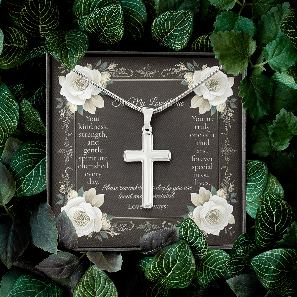 Artisan Cross Necklace: Angel Jewelry Mahogany Style Luxury Box with LED The Silver Clover & Co.