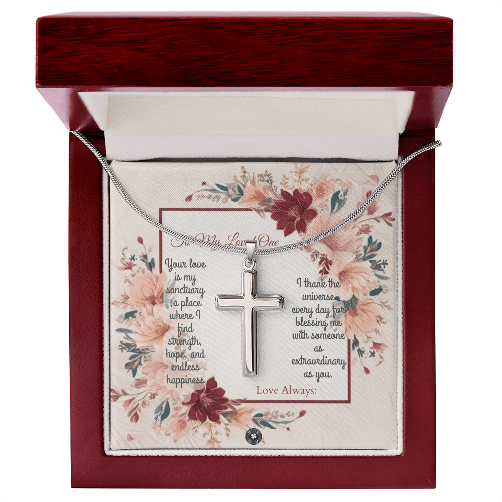 Artisan Cross Necklace: Darling Jewelry Mahogany Style Luxury Box with LED The Silver Clover & Co.