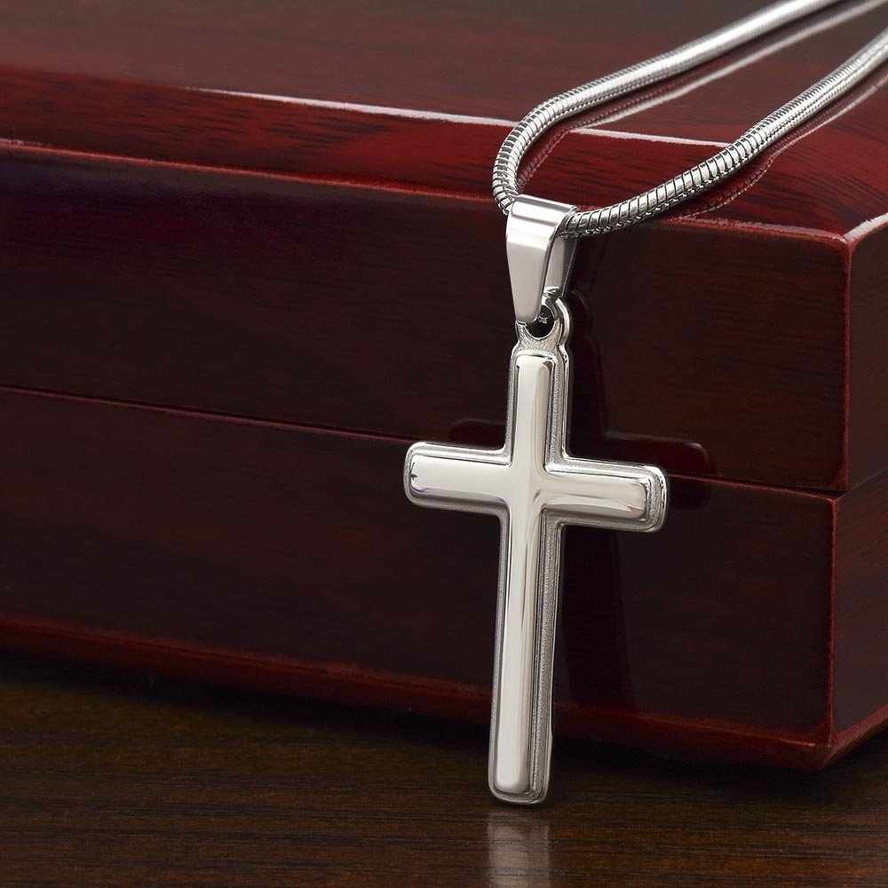 Artisan Cross Necklace: Darling Jewelry Mahogany Style Luxury Box with LED The Silver Clover & Co.
