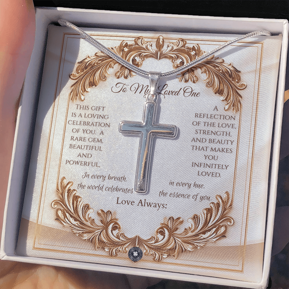 Artisan Cross Necklace: Elegance Jewelry Mahogany Style Luxury Box with LED The Silver Clover & Co.