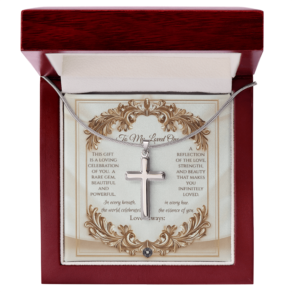 Artisan Cross Necklace: Elegance Jewelry Mahogany Style Luxury Box with LED The Silver Clover & Co.