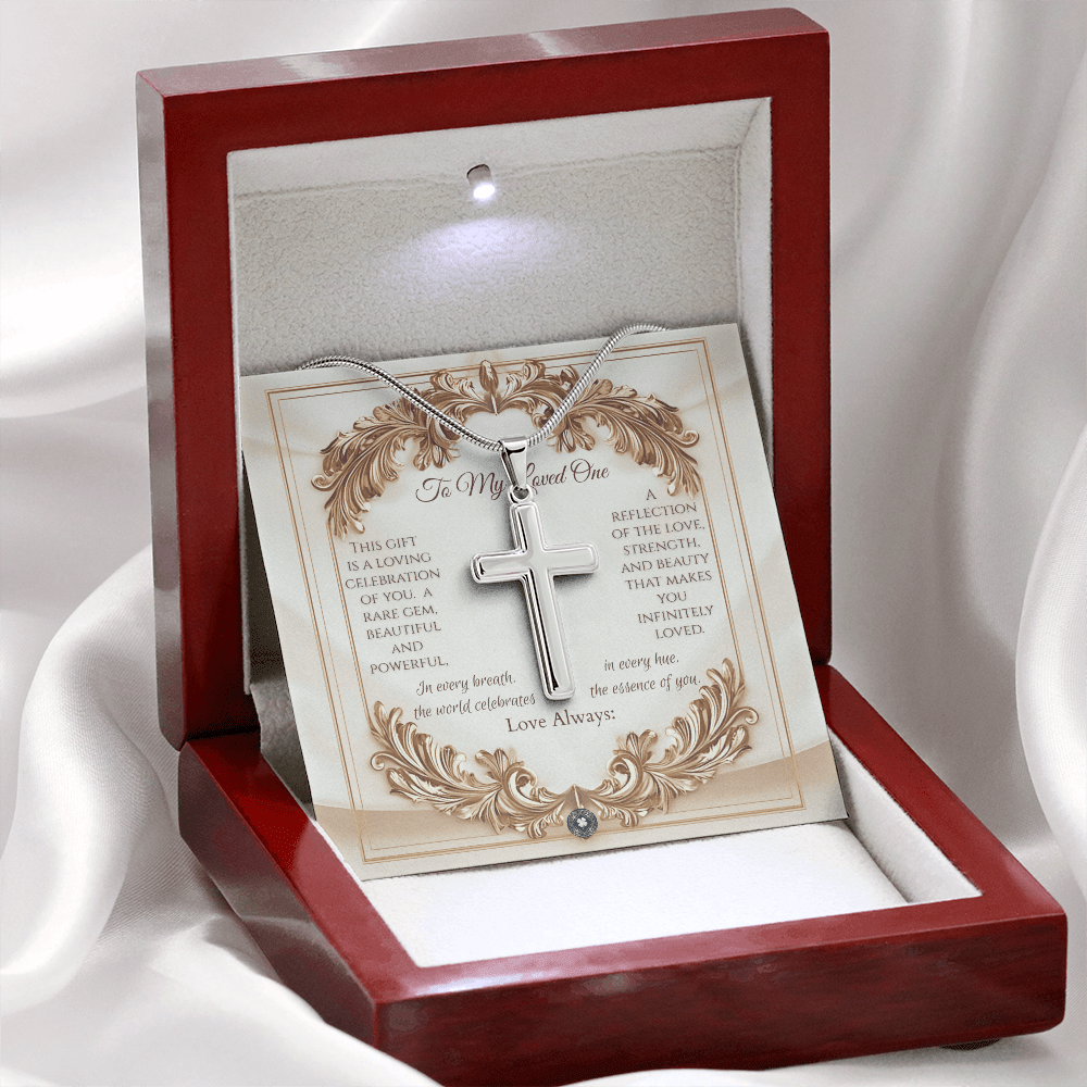 Artisan Cross Necklace: Elegance Jewelry Mahogany Style Luxury Box with LED The Silver Clover & Co.