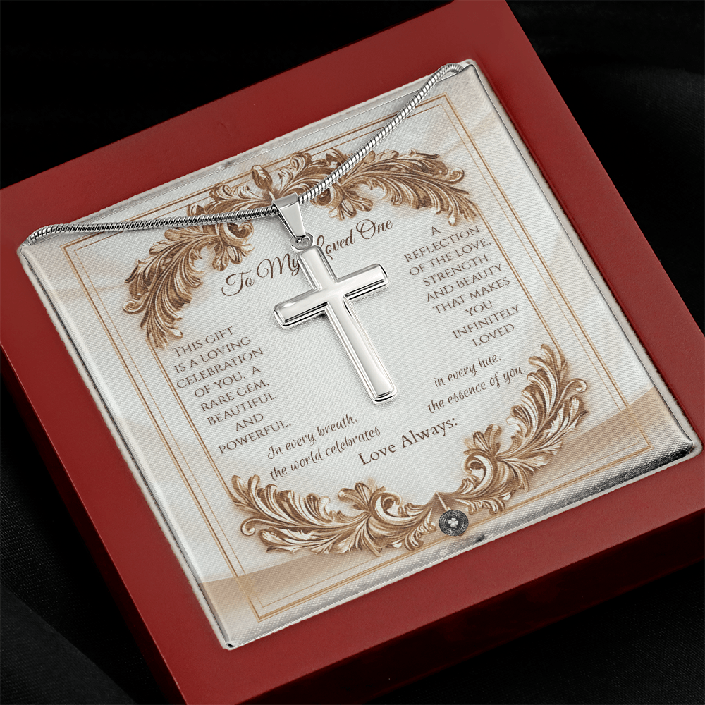 Artisan Cross Necklace: Elegance Jewelry Mahogany Style Luxury Box with LED The Silver Clover & Co.