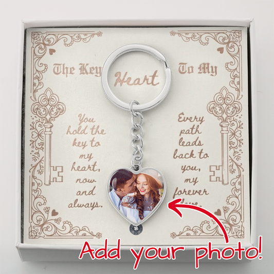 Custom Photo Upload Heart Keychain: Key To My Heart