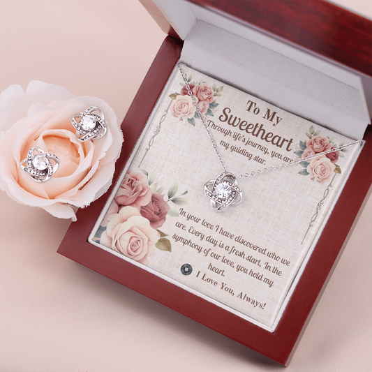 Love Knot Necklace & Earring Set: Sweetheart