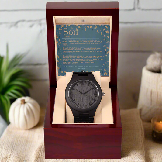 Sandalwood & Leather Wooden Watch: For Son