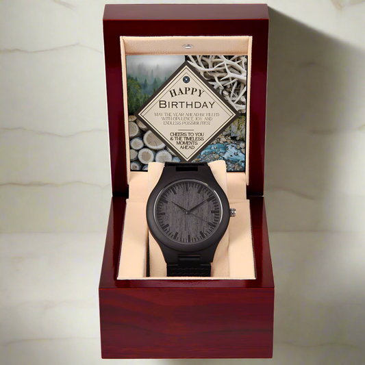 Sandalwood & Leather Wooden Watch: Nature Birthday