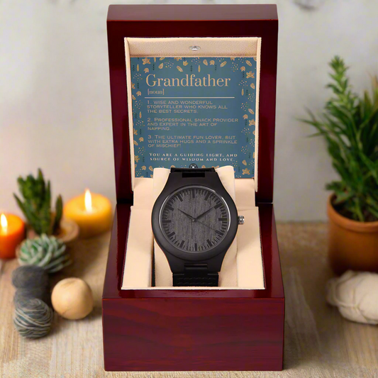 Sandalwood & Leather Wooden Watch: For Grandfather
