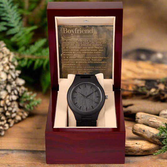 Sandalwood & Leather Wooden Watch: For Boyfriend