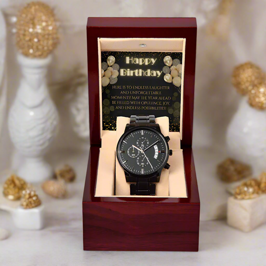 Black Chronograph Watch: Gatsby Birthday