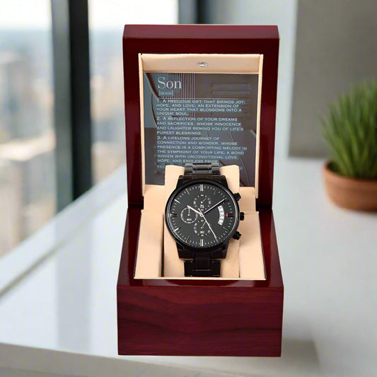 Black Chronograph Watch: For Son