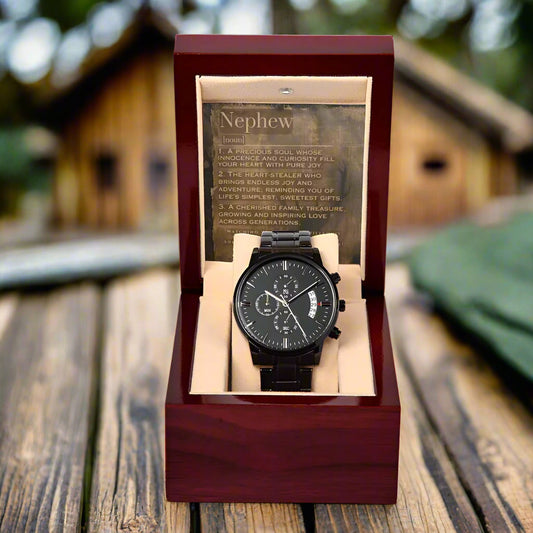 Black Chronograph Watch: For Nephew