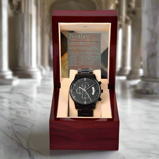 Black Chronograph Watch: For Brother