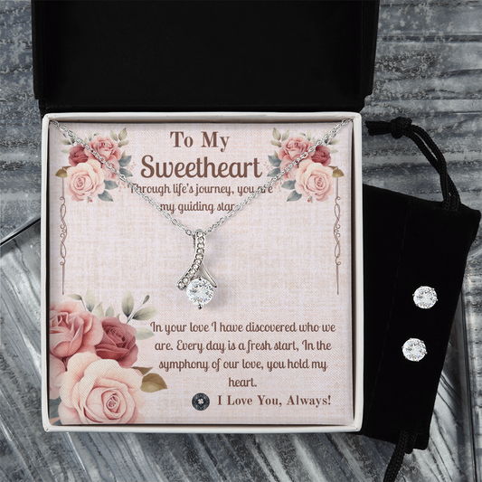 Alluring Beauty Necklace & Earring Set: Sweetheart