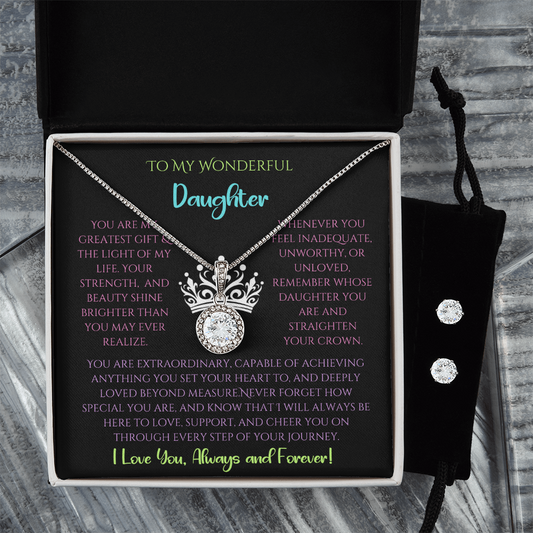 Eternal Hope Necklace & Earring Set: Ebony Neon Daughter