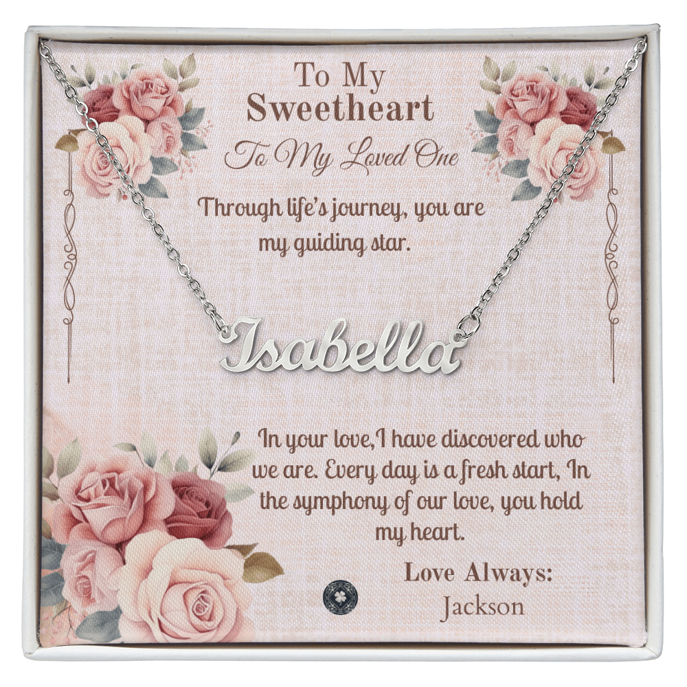 Horizontal Name Necklace: Sweetheart