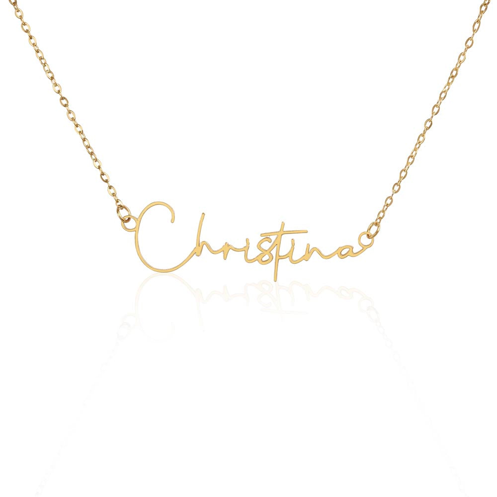 Custom Horizontal Signature Name Necklace: Fantastic Happy Birthday