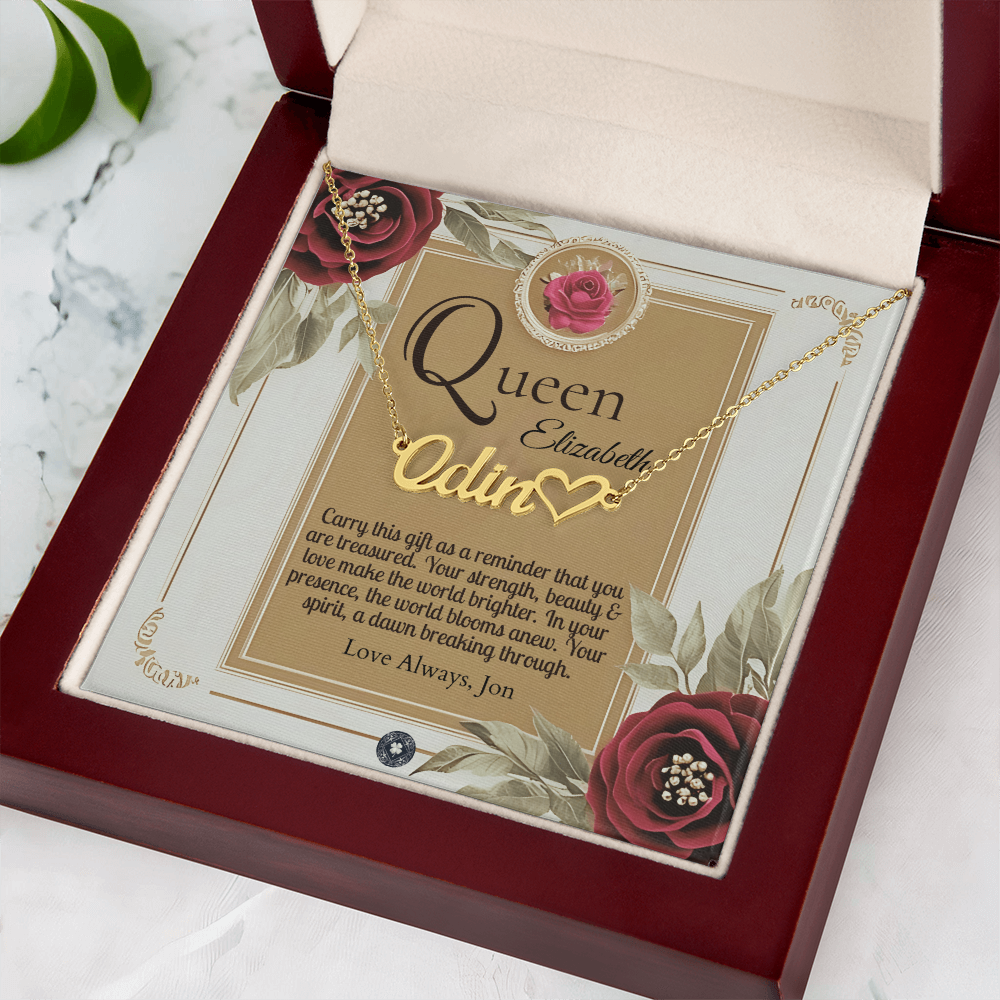 Heart & Name Necklace: Queen