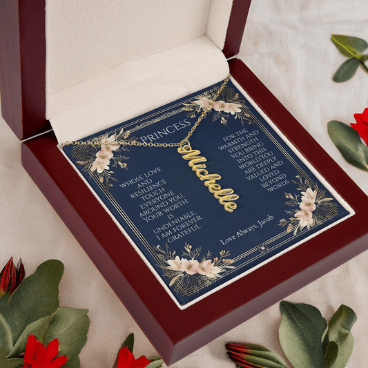 Vertical Name Necklace: Princess
