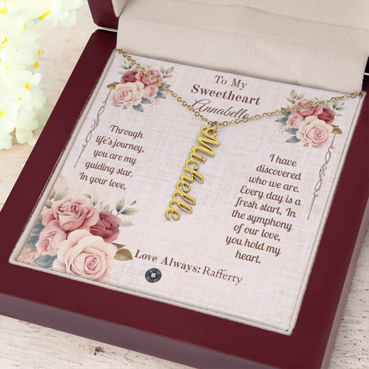 Vertical Name Necklace: Sweetheart