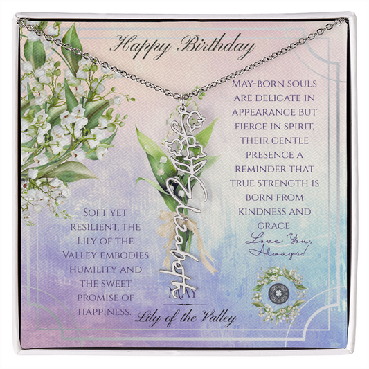 Birth Flower & Name Necklace: May