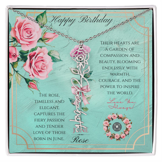 Birth Flower & Name Necklace: June