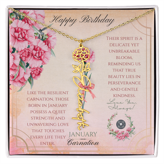 Birth Flower & Name Necklace: January
